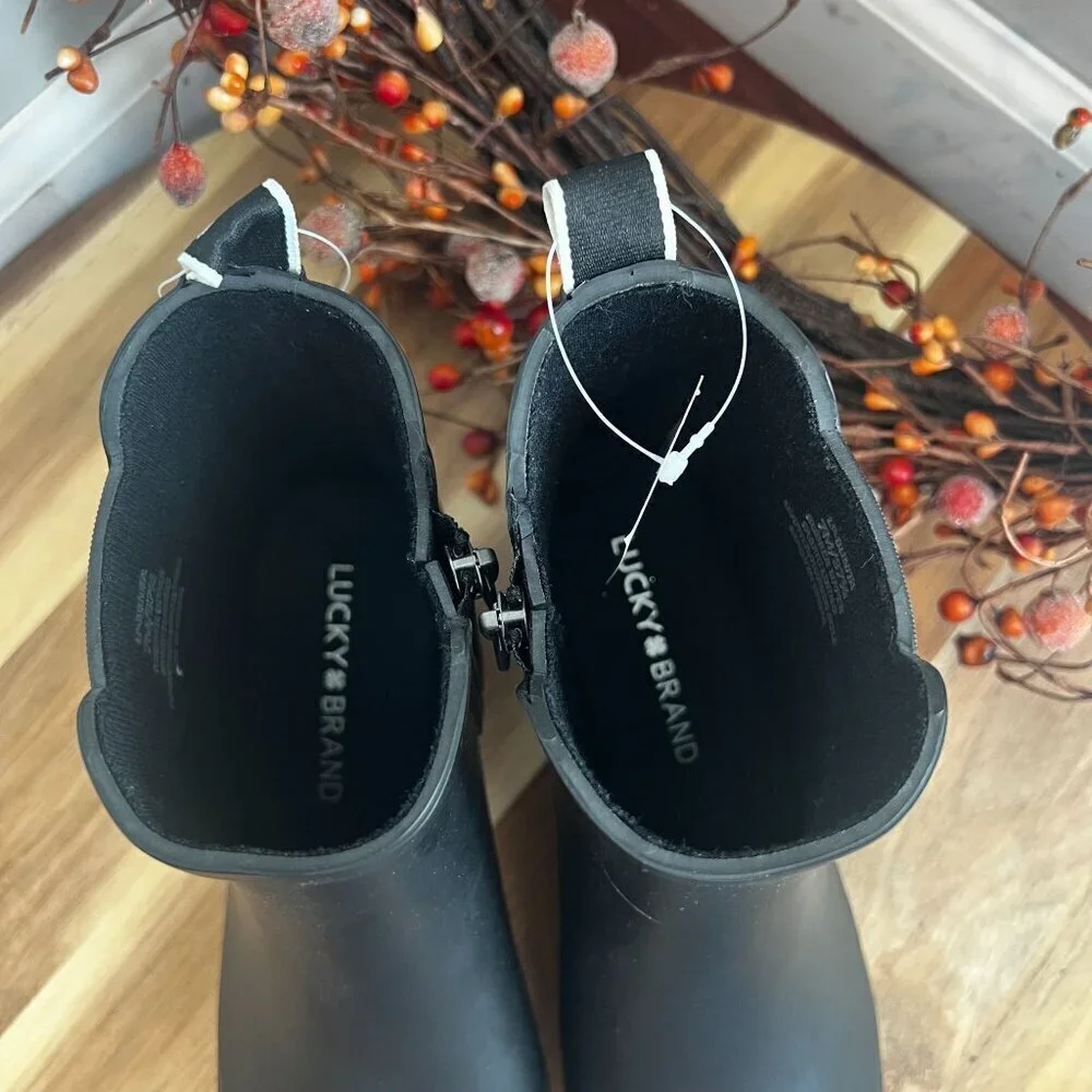 Lucky Brand ''BUNITA'' Women's Rain Boot Black Rubber Size 7.0 M Black